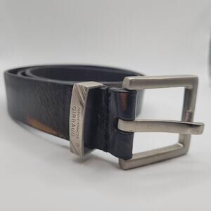 Marithe Francois Girbaud Belt Mens 32 Black Leather Casual Patina Square Buckle